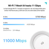 TP-Link Deco BE65(2-Pack) Wi-Fi 7 Mesh WLAN Set (Paquete de 3), Tribanda 5760 Mbit/s (6 GHz) + 2880 Mbit/s (5 GHz) + 574 Mbit/s (2,4 GHz), 6 transmisiones, 4 Puertos 2,5G, 1 USB 3.0