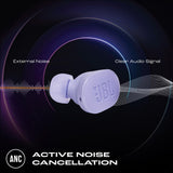 JBL Auriculares Tune Buds In-Ear, inalámbricos, resistentes al agua, cancelación de ruido y tecnología de 4 micrófonos, con batería de hasta 48 horas de duración, en morado