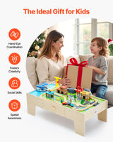 VEVOR Mesa de Actividad de Tren 62 Piezas de Madera 1270 x 621 x 394 mm Mesa de Juegos de Tren Circuito de Ferroviarias Juguetes Creativos con Cajón de Almacenamiento para Facilitar Organización