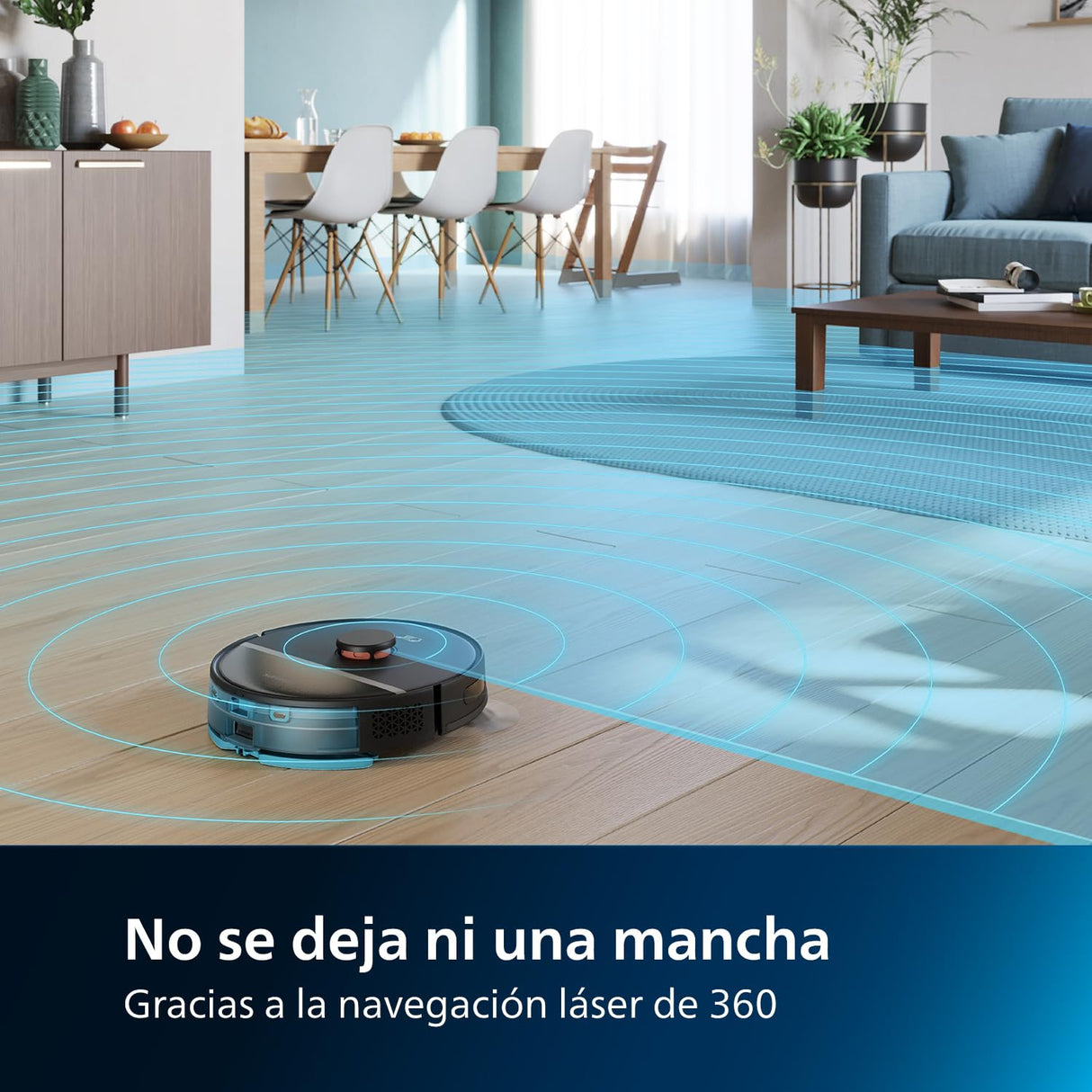 Philips Robot Aspirador y friegasuelos Homerun 7000, succión ultrapotente (5000 Pa), detección de obstáculos pequeños, estación de Vaciado automático, Robot Aspirador, App, Negro (XU7100/01)