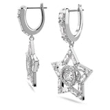 Swarovski Pendientes de Aro Stella para Mujer, con Baño de Rodio, Cristales Blancos, Colección Stella de Swarovski