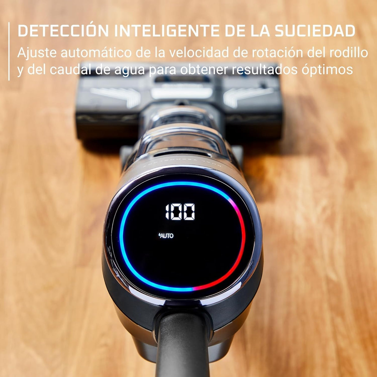 Rowenta X-Clean 4, Fregona Eléctrica Sin Cable, 2 en 1 Aspira y Friega a la vez, 200 W, Pantalla De Control Inteligente, Ajuste Automático De Limpieza: Eco, Auto Y Max, Gris, GZ5036WO