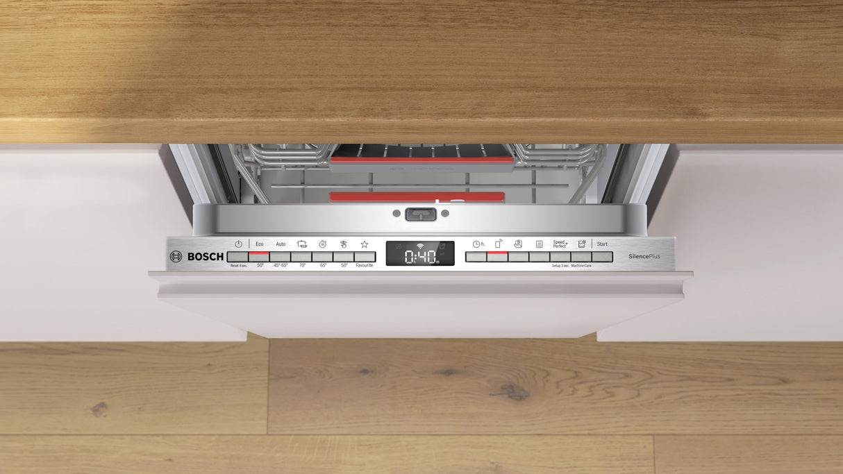 Bosch - Lavavajillas Totalmente Integrable, 45 cm, Serie 4, Home Connect, Motor EcoSilence, Blanco, SPV4EMX25E