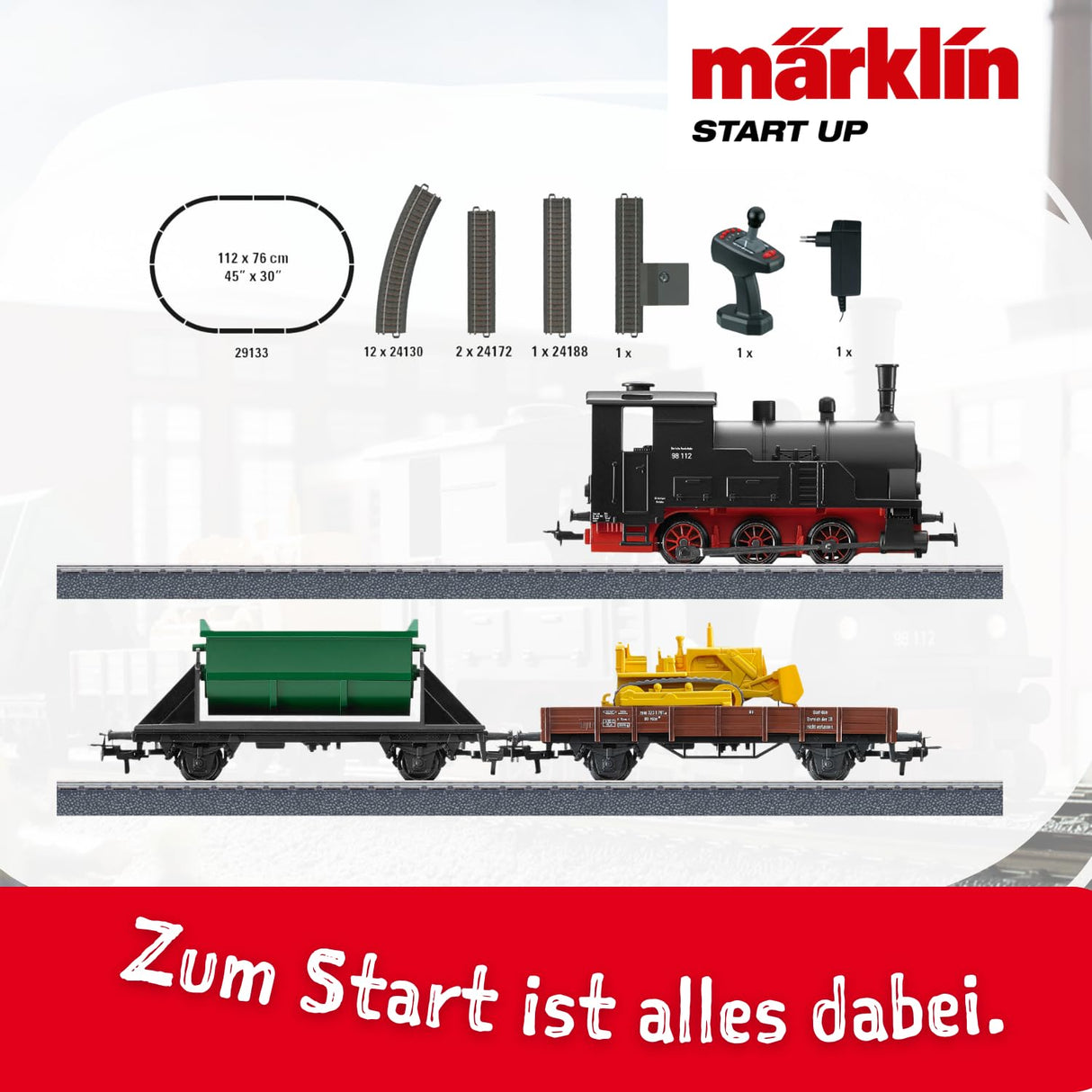 Märklin 29133 - Maqueta de ferrocarril, 230 V, Pista H0, Set de Inicio Locomotora, vagones, rieles y Dispositivo de Control incluidos en el Set de Inicio