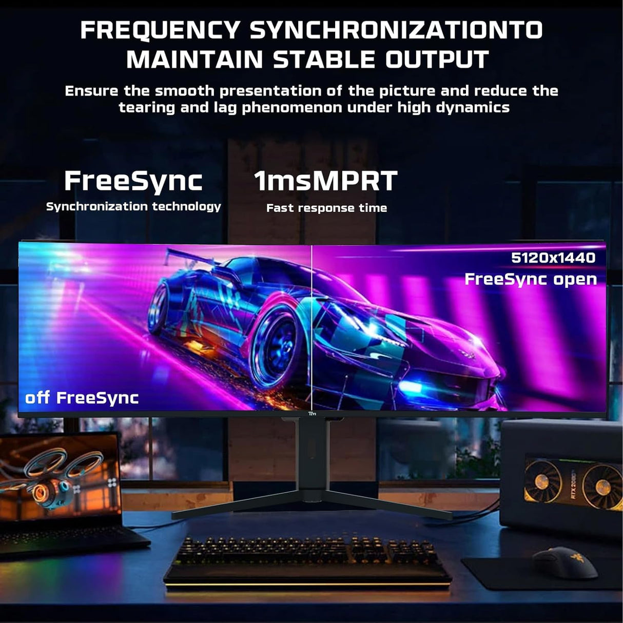 Twisted Minds Monitor para Gaming, Pantalla de 49 Pulgadas Fast IPS - Resolución 5120 x 2880 FHD, frecuencia actualización 75 Hz, relación Aspecto 16:9, Tiempo Respuesta 1 ms - Negro (TM492K75IPS)