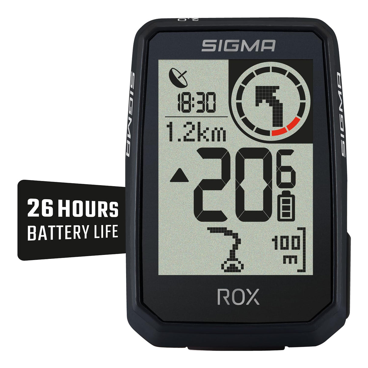 Sigma ROX 2.0 Endurance Negro | 26 Horas de duración de la batería | Ciclocomputador inalámbrico | GPS y navegación con overclamp Incluido | Navegación GPS para Exteriores | Compatible con E-Bike