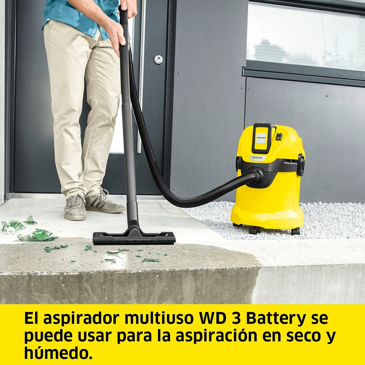 Kärcher 36 V Aspirador multiuso WD 3 Battery, aspiración en seco y húmedo, filtro de cartucho, manguera: 2 m, capacidad: 17 l, rendimiento: 300 W, compatible con batería 36 V, batería no incl.