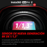 Insta360 Ace Pro 2 Paquete Estándar - Cámara de acción 8K Impermeable co-diseñada con Leica, Sensor de 1/1,3", Dual Chip IA, excelente en Baja luz, Audio Superior, Pantalla abatible y edición por IA