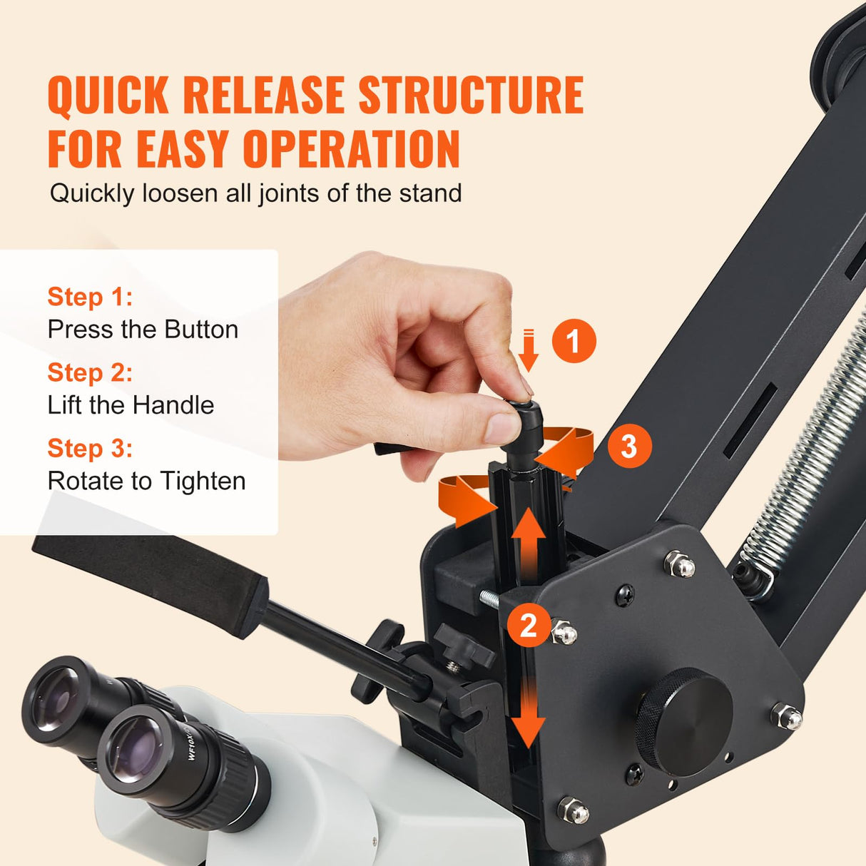 VEVOR Microscopio multidireccional con Soporte de Resorte, microscopio de joyería con Aumento de 7X-45X, Soporte para Incrustaciones de microjoyas con luz LED de Anillo USB integrada