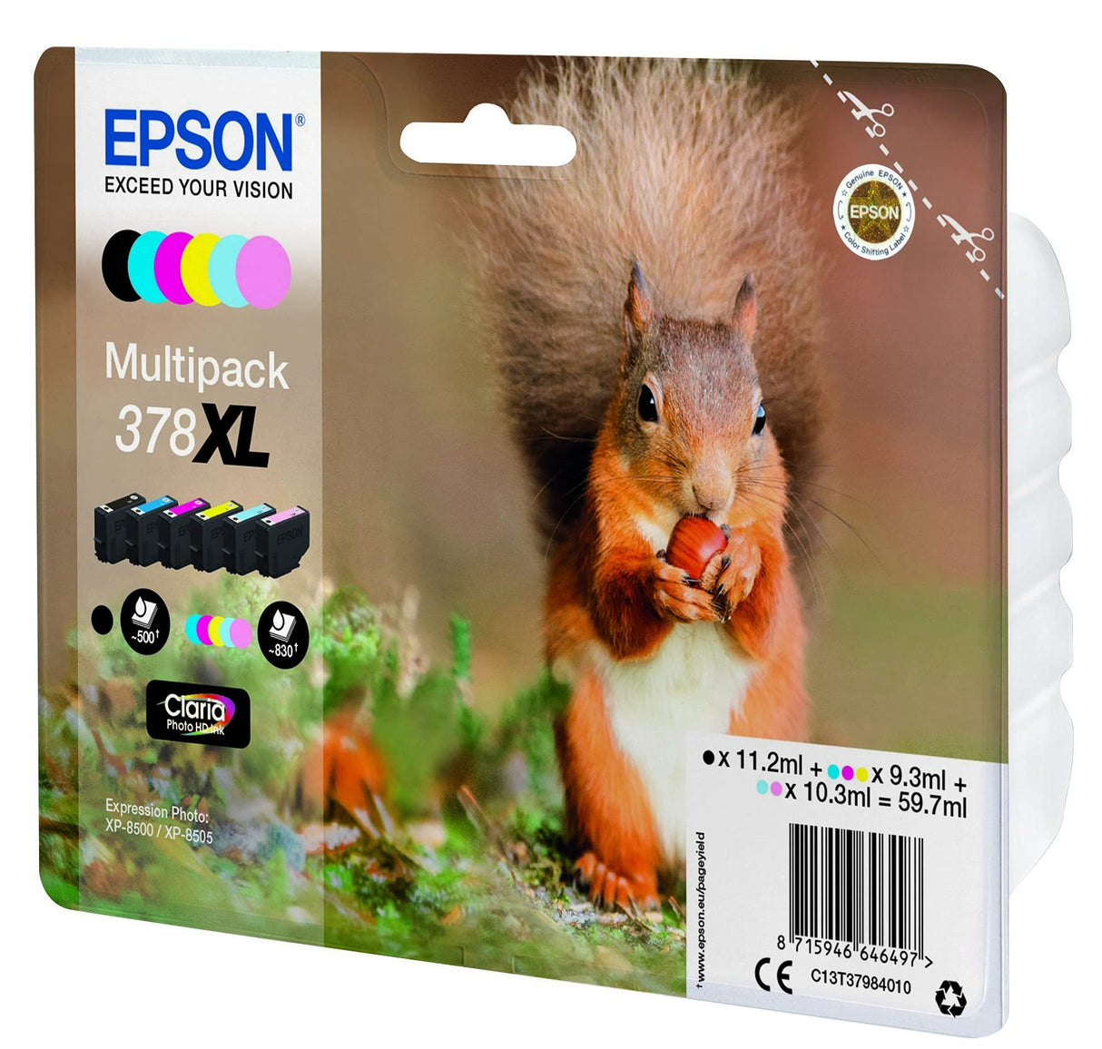 Epson c13t37984010 Cartuchos de Tinta original Pack of 6 válido para EPSON Expression Photo XP-8500 / XP-8505, Ya disponible en Amazon Dash Replenishment, XL