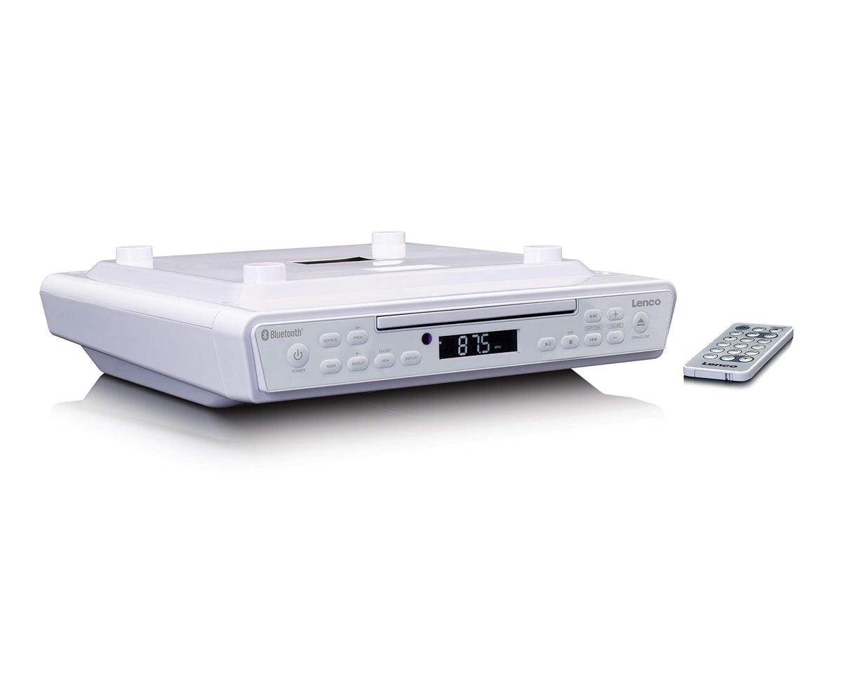 Lenco KCR-150 A003089 - Radio FM con Kit de Montaje para subestructura (2 x 3 W RMS, función Temporizador), Color Blanco