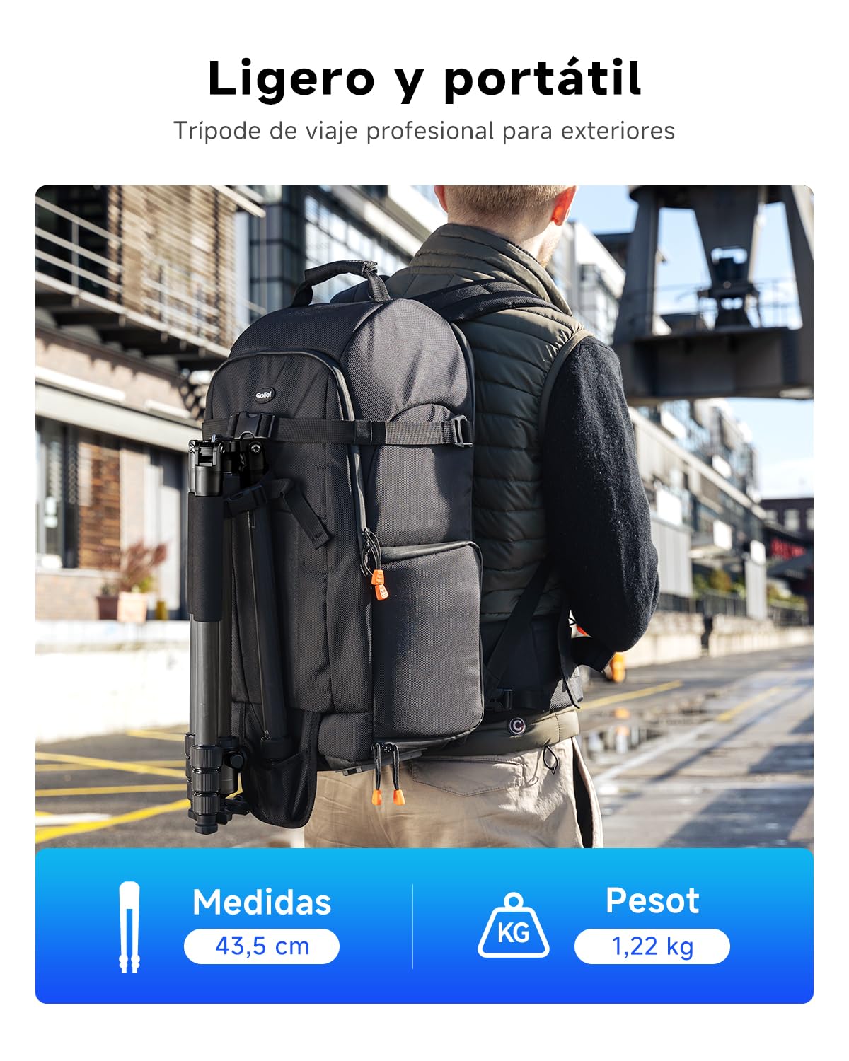Tripode Camara Rollei C5i Negro, 156cm Tripode Carbono Fotografia de Viaje Portátil Camera Tripod Ligero con Cabezal Esférico de 360° Trípode y Monopie Compacto para Cámaras DSLR y Smartphone