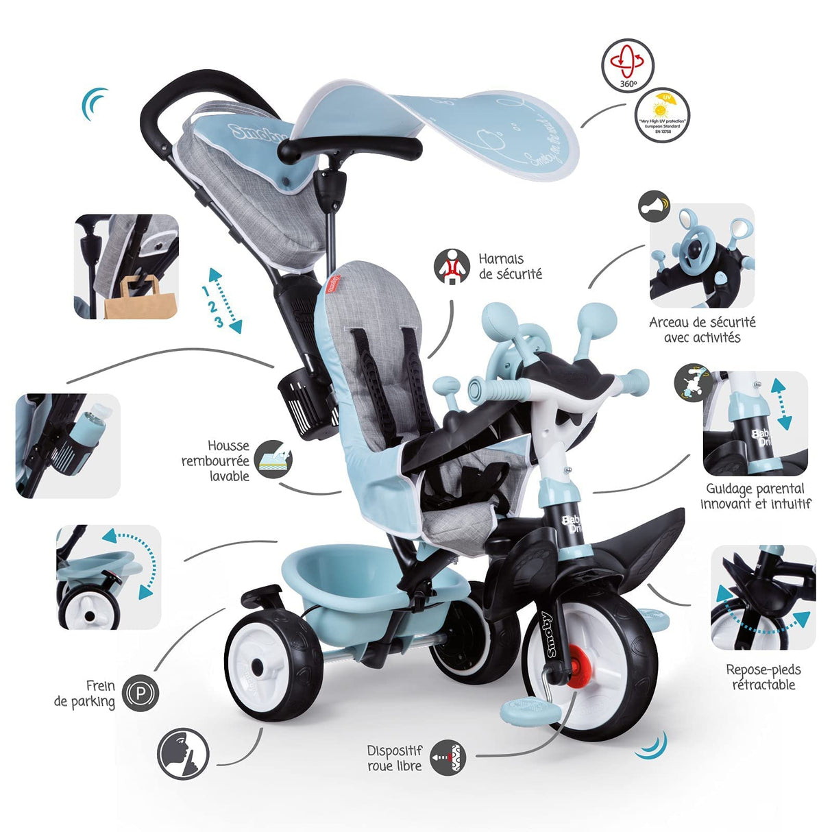 Smoby Triciclo Baby Driver Confort Azul (741500)