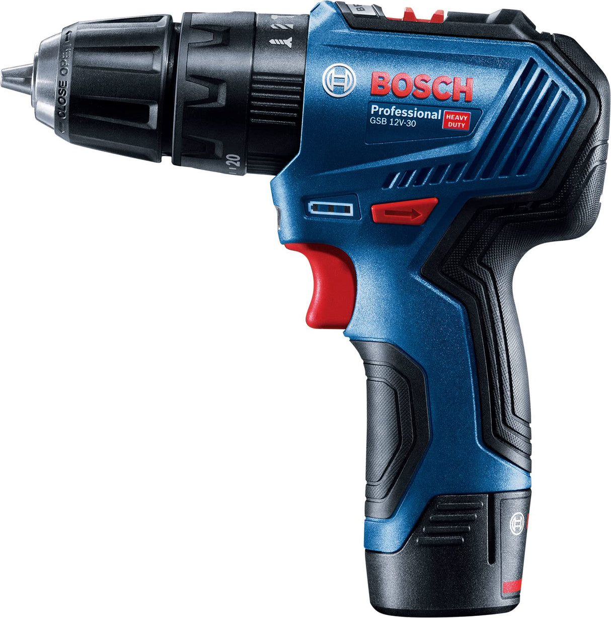 Bosch GSB 12V-30 Atornilladores taladradores de percusión a batería (2× GBA 12V 2.0 Ah + GAL 12V-40, (Brushless))