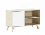 Skraut Home | Mueble de TV para Salón | 57 x 95 x 40 cm | Indicado para TV de 32/40" | Modelo Wind 100 | Puccini | Puerta Abatible Color Blanco
