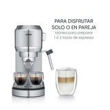 SEVERIN Máquina de café espresso Newspresa, máquina de portafiltro, bomba ULKA con 20 bares, boquilla espumadora de leche, depósito de agua de 1 L, para una o dos tazas, acero inox 1.350 W, KA 5997