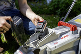 IKRA cortacésped Mulching ICM 2033 con 2X batería y Cargador, Ahorro de Espacio, Superficies de césped de hasta 150m²