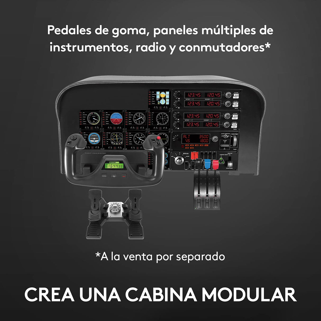 Logitech G Saitek Pro Flight Yoke Palanca de Mandos y Cuadrante de Aceleración para Simulación de Vuelo, Eje de Acero Auténtica y Precisa, 3 Modos, 75 Controles Programables, USB - Negro