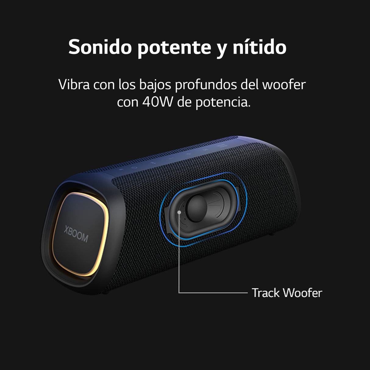 LG XBOOM Go XG7QBK - Altavoz Inalámbrico, Bluetooth, 40W, Sonido Sound Boost, Resistente al Agua IP67, Autonomía 24h, Color de Luces LED Variable, Amplia Conectividad, Color Antracita