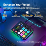 MAONO Mezclador de audio para juegos, interfaz de audio con preamplificador profesional, RGB, Bluetooth, alimentación fantasma de 48 V para transmisión en vivo, podcasting, creación de contenido,