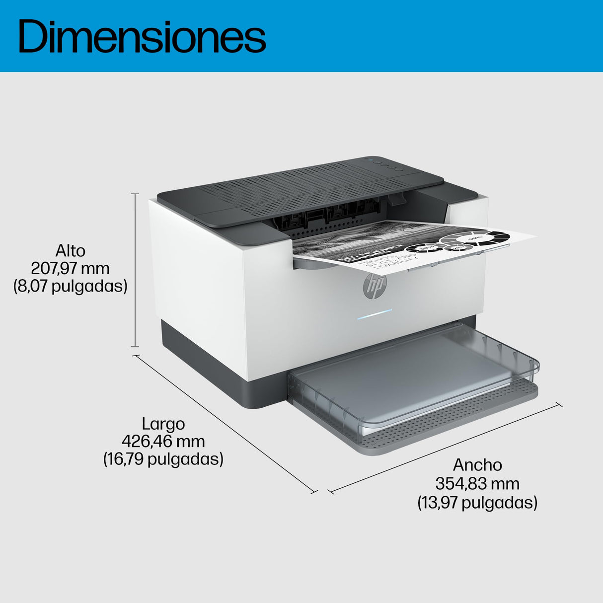 HP LaserJet t M207dw 8J9K9F, Impresora Láser A4 Monocromo - Impresión a Doble Cara Automática (28ppm, Wi-Fi, Ethernet, USB 2.0, Procesador 500MHz, Memoria 64MB) Blanca y Gris