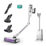 Shark Detect Clean & Empty Aspiradora sin Cable y sin Bolsa, tecnología Dirt Detect y Base de autovaciado de 2 l, 60 min. de autonomía, Anti Hair Wrap y Boquilla Estrecha y Cepillo, Blanco, IW3613EUT