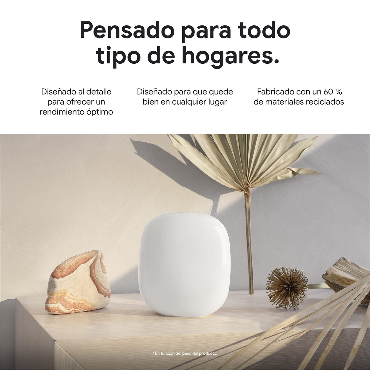 Google Nest WiFi Pro, Wi-Fi 6E: Sistema de Wi-Fi para el hogar fiable con Buena Velocidad y Cobertura en Toda la casa, Router Wi-Fi en Malla, Nieve