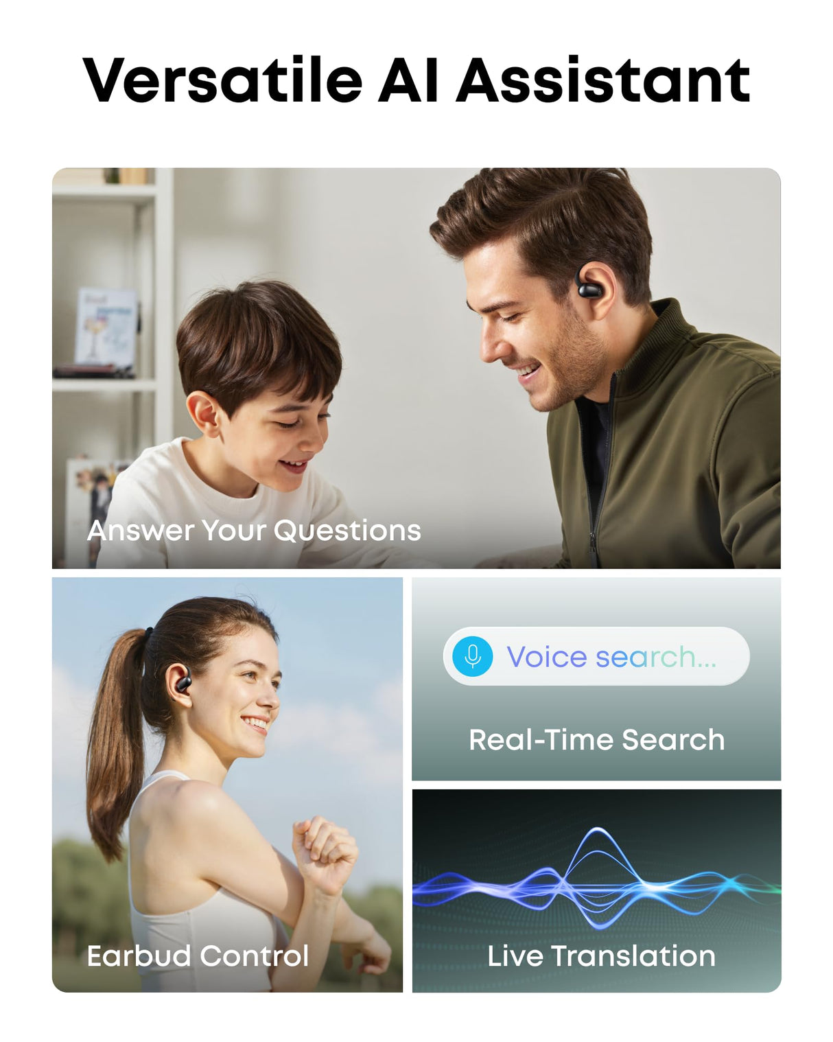 Soundcore AeroFit 2 Asistente con IA de Anker, Auriculares Apen-Air, Ajuste sin Presión, Graves 2 Veces Más Intensos, Traducción en Tiempo Real, Alta Resolución, 35 Horas de Reproducción, IP55