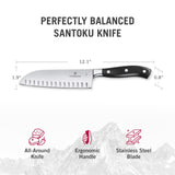 Victorinox Grand Maître, cuchillo Santoku profesional, hoja extra afilada, filo dentado, 17 cm, mango de plástico, acero inoxidable, negro