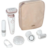 Braun Silk-épil 9 Flex - Depiladora facial para mujer con cabezal flexible de 360 ° para depilación fácil, en húmedo y seco, depiladora con capucha recortadora
