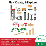 Brio World - Set Almacén Levanta y Carga, BRIO World Ferrocarriles, Set de Construcción de Madera, Juguete para Niños y Niñas 3+ Años, 32 piezas
