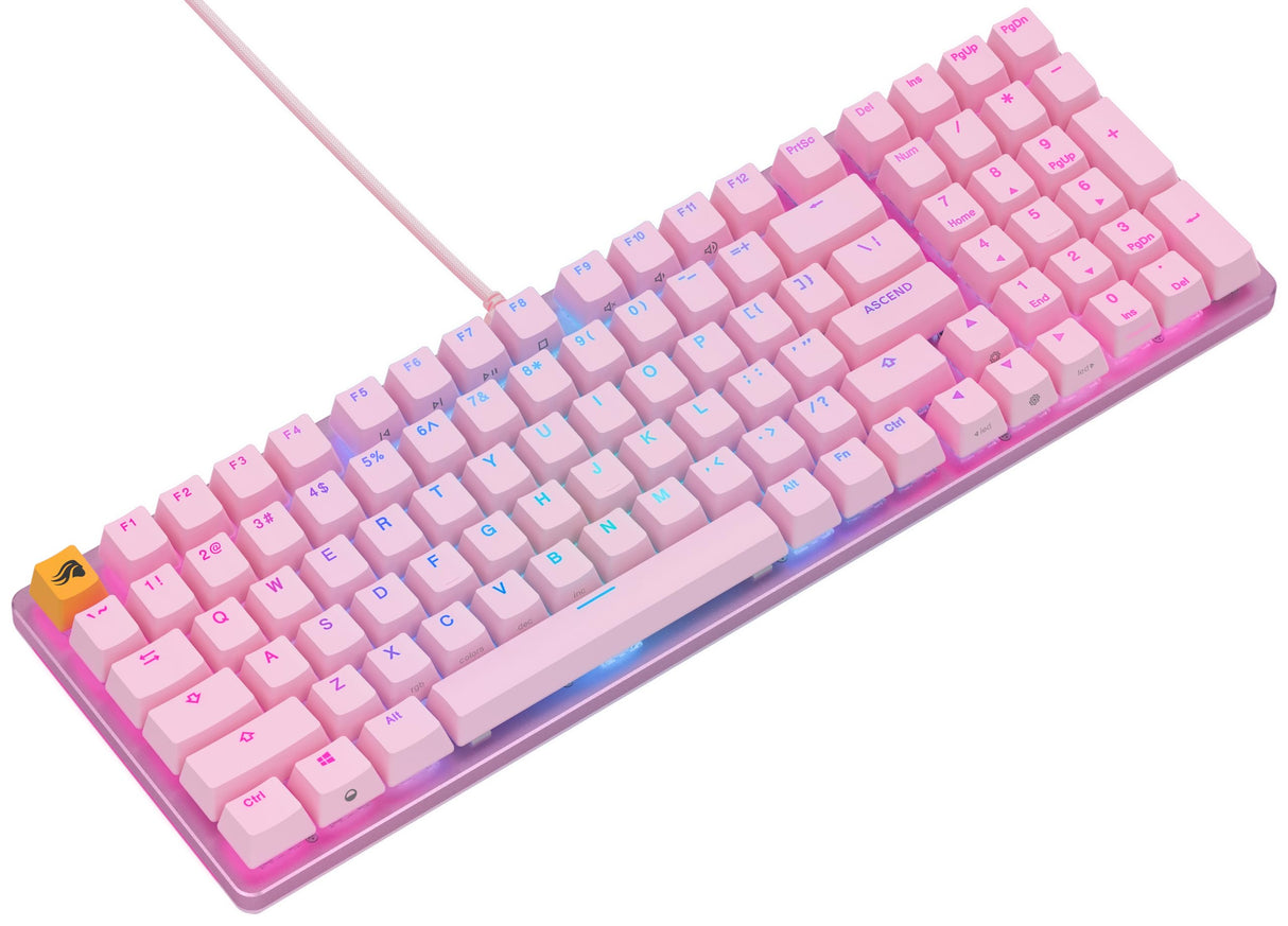 Glorious Gaming GMMK 2 Full Size (96%) - Teclado gaming mecánico, carcasa de aluminio, personalizable, keycaps dobles, switches Glorious Fox, RGB, distribuciones QWERTY estadounidense - Rosa