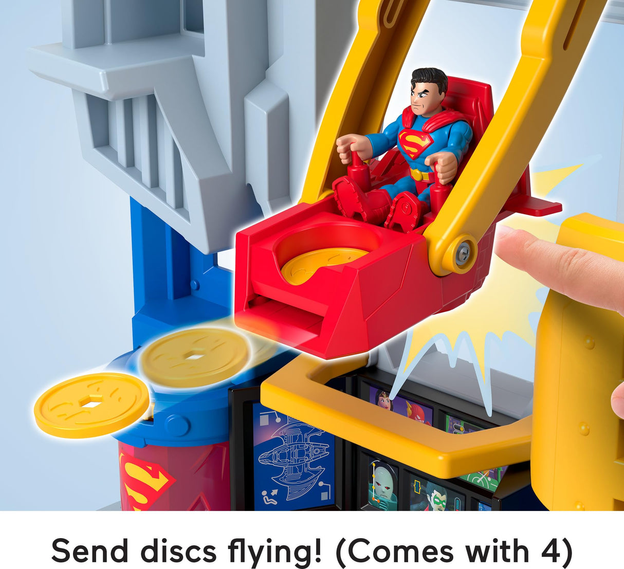 Fisher-Price Imaginext DC Super Friends Cuartel definitivo Set de Juego con Figuras Batman y Superman y Accesorios, Juguete +3 años (Mattel HNW08)