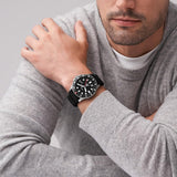 Fossil Reloj Analógico para Hombre de Cuarzo con Correa en Acero Inoxidable FS6036, Negro
