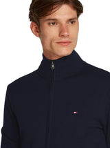 Tommy Hilfiger Jersey con Cremallera Hombre Essential Cotton Zip Thru con Cuello Alto, Azul (Desert Sky), S