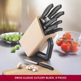 Victorinox Swiss Classic Bloque de cuchillos, relleno, 8 piezas, almacenamiento de cuchillos, diseño elegante, madera
