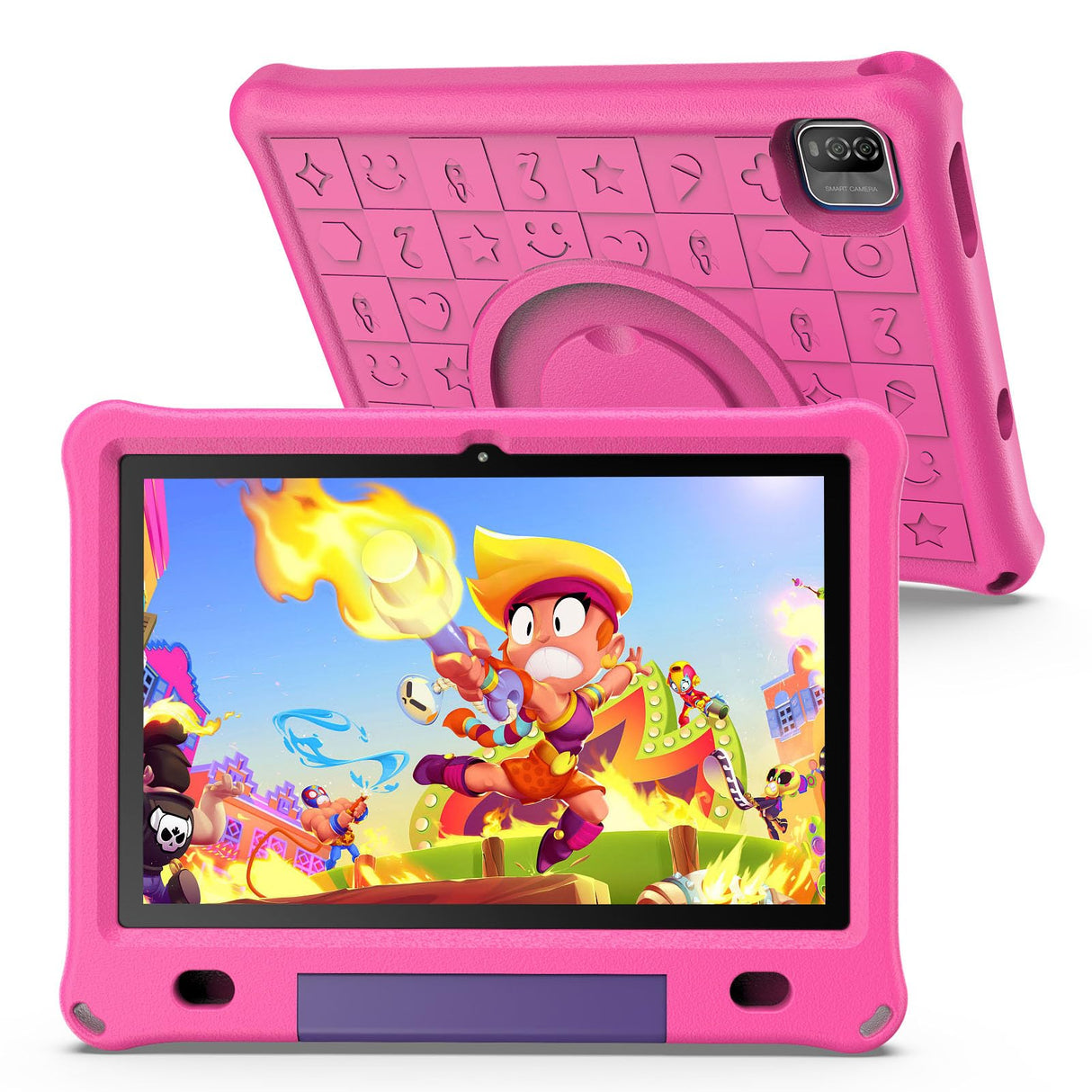 PRITOM Tableta Android 12 para niños, Pantalla IPS HD de 10'', 3GB+64GB, Software IWAWa Kids preinstalado, Control de Juegos educativos, Tableta WiFi con Estuche de Seguridad (Rosa)