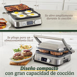 Cuisinart 6-en-1 : Gril, Plancha, Gaufrier | Plaques réversibles antiadhésives | Écran digital | SearBlast® | Bisagra ajustable, Acero inoxidable