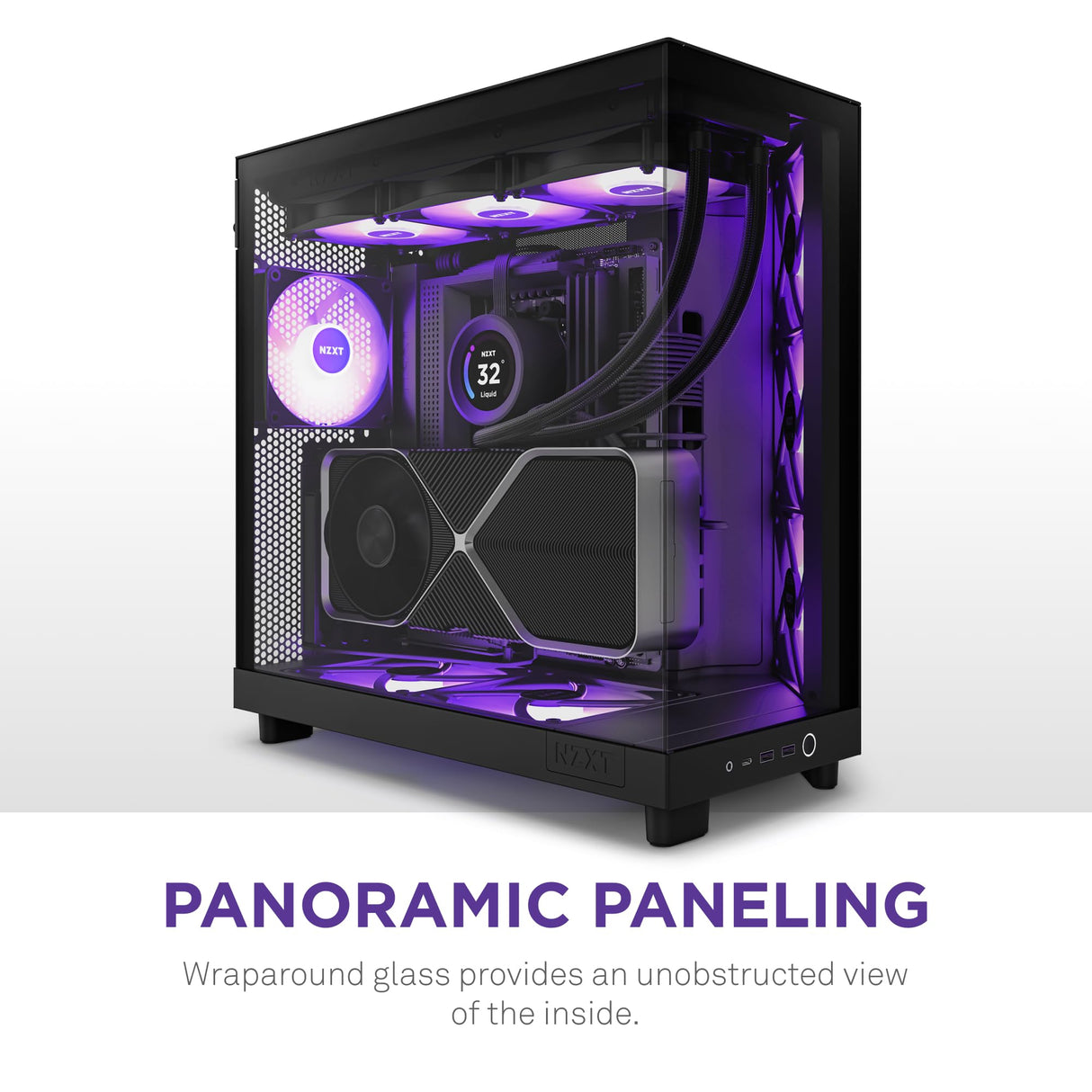 NZXT H6 Flow RGB Caja PC Gaming ATX | Mid-Tower de Cámara Dual Compacta| | Incluye 3 Ventiladores de 120 mm RGB | Paneles de Cristal Panorámicos | Color Negro | CC-H61FB-R1