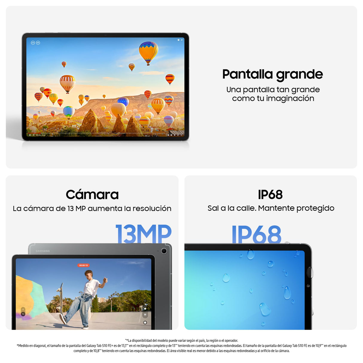Samsung Galaxy Tab S10 FE 128GB, Tablet Android + S Pen, Galaxy AI, 8GB RAM, Pantalla de 10,9", Batería de Larga Duración, Azul, Garantía del Fabricante 3 Años + 1 Año Extra