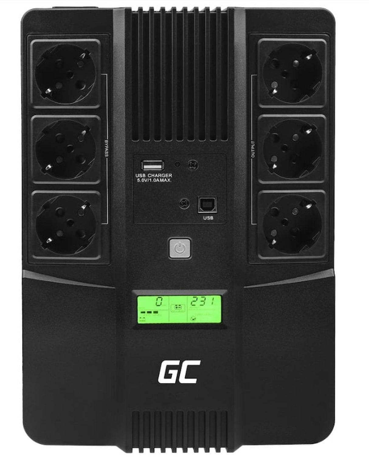 Green Cell® SAI Sistema de alimentación ininterrumpida UPS Potencia 800VA (480W) 230V Fuente de alimentación Continua Line Interactive senoidal AVR USB/RJ45 6X Schuko Tomas con Pantalla LCD