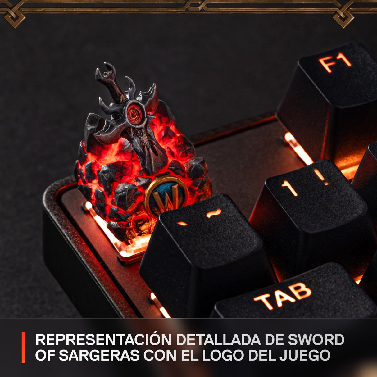 SteelSeries World of Warcraft Coleccionable - Teclado de resina artesanal - Artículo gratuito del juego - Numerado individualmente - Diseño de la espada de Sargeras
