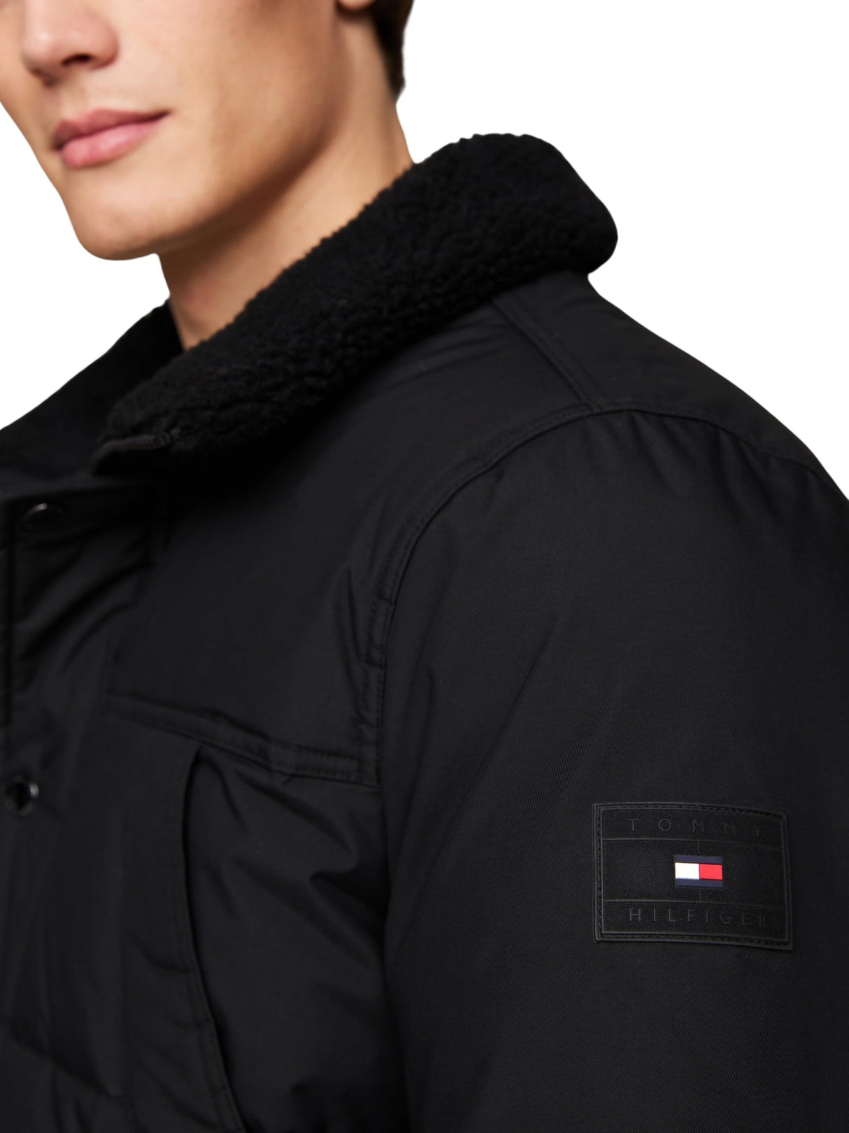 Tommy Hilfiger Abrigo de Plumas Hombre Rockie Utility Parka con Botonera, Negro (Black), XL