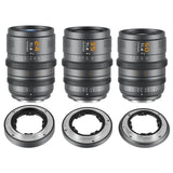 SIRUI VP-1 Vision Prime 1 T1.4 Full Frame Cine Lens Set,24mm,35mm,50mm Lente de Cine de Enfoque Manual con Preinstalación E Montura, Interchangeable RF/Z/L Monturas, 1 Lens para 4 Monturas (Gray)