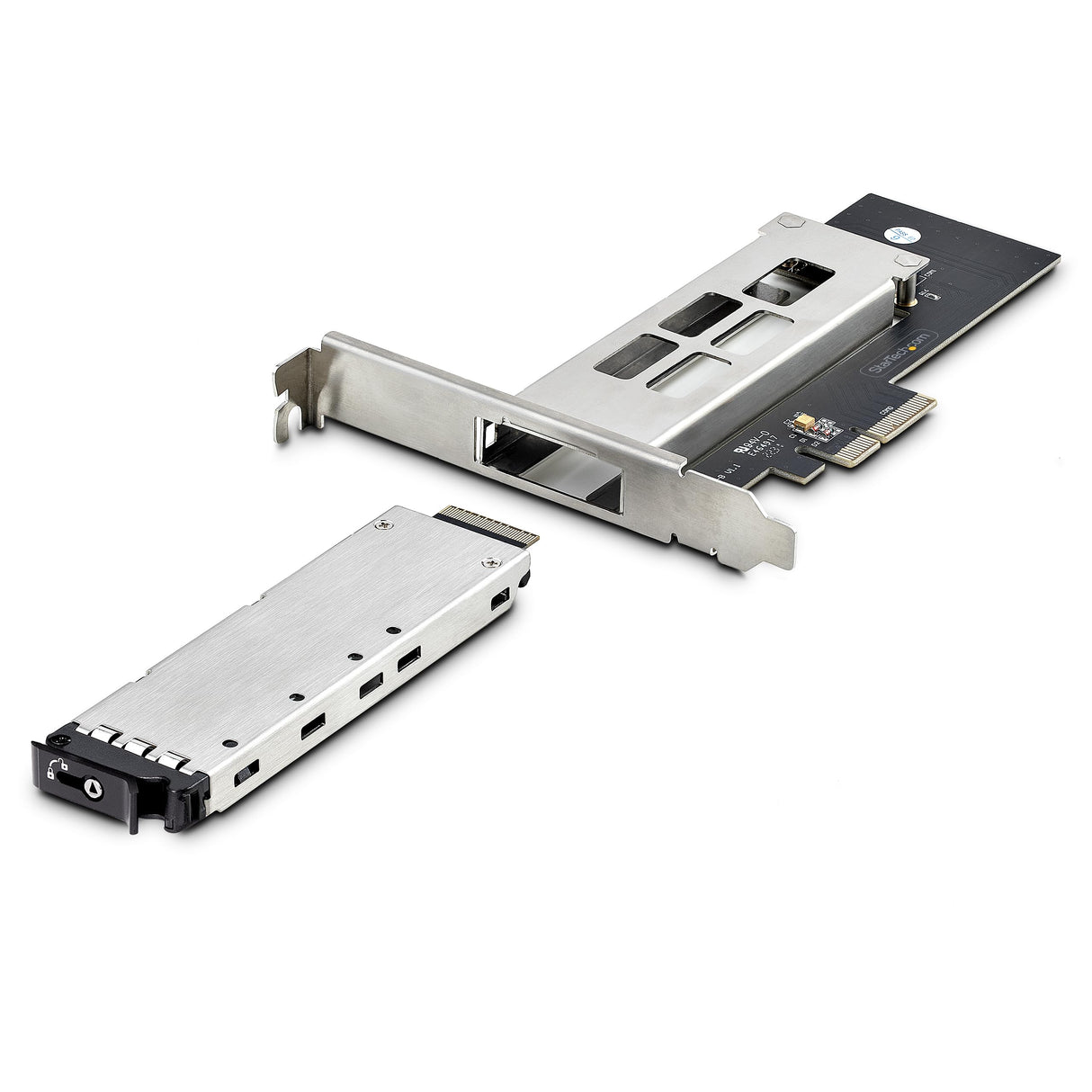 StarTech.com Tarjeta PCIe x4 a SSD NVMe M.2 - Rack Móvil Backplane con Bandeja Removible Hot Swap Intercambiable en Caliente - Bahía de Unidad PCIe 4.0/3.0 - con Llave (M2-Removable-PCIE-N1)