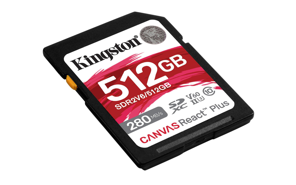 Kingston Canvas React Plus V60 SD 512GB SDXC UHS-II 280R/150W U3 V60 for Full HD/4K