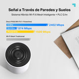 TP-Link Deco PX50 (2-Pack) - Sistema WiFi 6 AI Mesh+PLC, AX3000+G1500 Doble Banda 2.4 GHz/5 GHz, Cobertura hasta 400 m2,Conecta hasta 150 Dispositivos, 3X Puertos GigabIt por Unidad,MU-MIMO