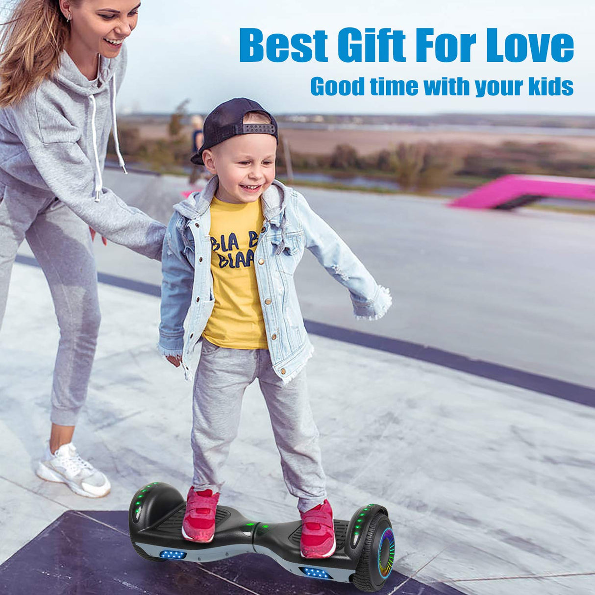 SISIGAD Hoverboard 6,5 pulgadas Overboard, Hover Scooter Board Todoterreno, Bluetooth y LED autoequilibrado, Scooter eléctrico Auto-equilibrio para niños y adultos HY-A12 gris/negro