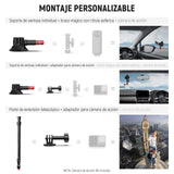 NEEWER Kit de Montaje de Coche con Triple Ventosa, Cámara Soporte de Fibra de Carbono con Adaptador Cámara Acción, Raíl NATO y Mástil de Extensión de 60cm Compatible con GoPro Insta360, MAX 1kg,CA136