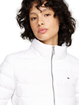 Tommy Jeans Abrigo de Plumas Mujer Essential Hooded Down Coat con Piel Sintética, Blanco (White), L